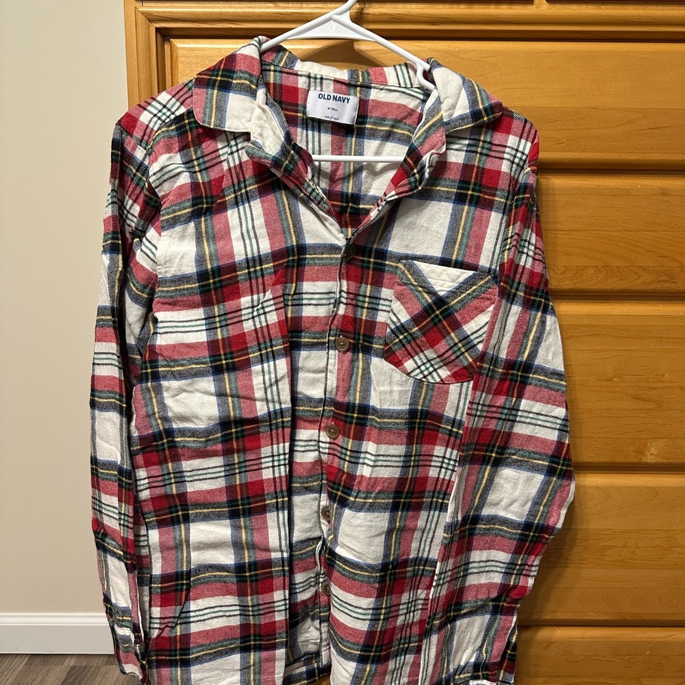 Old Navy Men's Pajama Plaid Button-Down Shirt